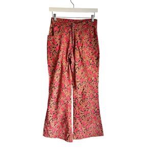 Just Nikki Vintage 90's Flare Floral High Rise Corduroy Pink Pants Size Small